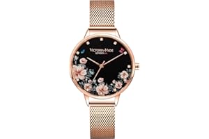 VICTORIA HYDE Mode Élégant Montres Femmes Cuir/Acier Inoxdable Montre Bracelet à Quartz Analogique Etanche