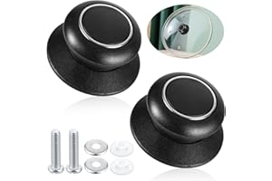 simarro 2 Stück Universal Topfdeckelgriff, Schwarz Topfdeckelknöpfe Runder Ersatzgriff Handgriff für Pfannendeckel mit Loch, Ersatzknöpfe Griffe mit Schrauben für Langsamkocher Pfannen Bratpfannen