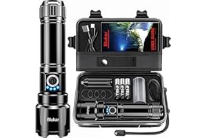 Blukar LED Torch Rechargeable, Ultra High Lumens Super Bright Torches - Adjustable Focus,5 Modes,5000 mAh Long Lasting,IP67 W