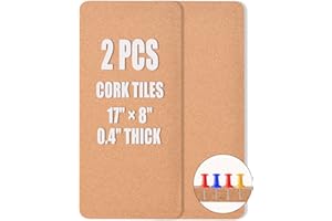 ORIGREEN Korktafel ohne Rahmen, Korkfliesen-Pinnwand, 2 Packung, 43x20cm, 10 mm dicke kreisförmige Bogen-Korktafeln, selbstklebende Pinwand, gebogene Randtafeln für Wände, Büro, Dekoration, Schule(2 Stück)