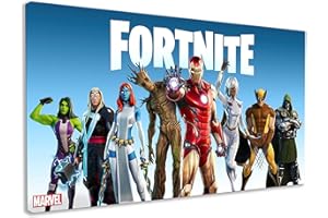 M2M Prints Décoration d'intérieur pour salle de jeux Fornite Marvel Edition pour Xbox Playstaions Nintendo Personnages de jeux vidéo sur toile (76,2 x 50,8 cm)
