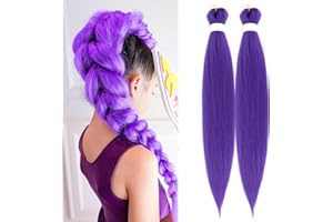 GIANTGO Purple Hair Extensions For Braids 26 Inch Braiding Hair Pre Stretched Synthetic Braiding Hairs,Prestretched Braidings Hairs Purple for Halloween Costume Cosplay Stage Partiesie 2 Pcs
