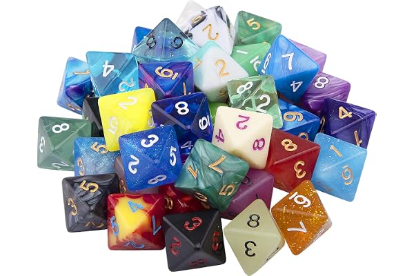 SIQUK 42 Pièces Dés Jeu de Role Polyédriques des 8 Faces Multicolore Dés pour DND RPG avec Pochettes