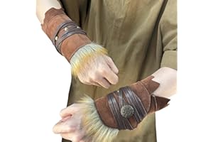 HiiFeuer Protège-Bras médiévaux en Daim, Bracelets en Fourrure Artificielle de la Renaissance, Bandeau de Poignet Viking Archery Arm Guards Knight Gauntlets