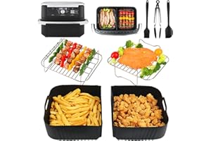 BYKITCHEN Airfryer akcesoria do frytkownicy Ninja Flex Drawer AF500EU 10,4 l, 7 sztuk akcesoriów do frytkownicy na gorące powietrze Ninja Foodi Flexdrawer Dual Zone, w zestawie silikonowa forma do