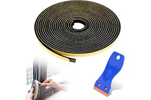 Tapvai Bande d'étanchéité autocollante 5 m, 7 x 2 mm, caoutchouc mousse, petit grattoir, joint de fenêtre cuisinières électriques et plaques