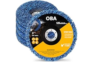 OBA Dischi smerigliatori, 125 mm Dischi di sgrossatura, 5 Pezzi Poly Strip Wheel Disco Abrasivi, Disco di Pulizia Smerigliatrice Angolare Set di Dischi per la Pulizia