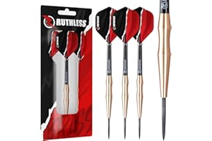 Ruthless Eagles | Steel Tip Brass Darts Set, Dart Flights and Stems Included, Available in Multiple Weights in Smooth, Ringed and Knurled Barrels