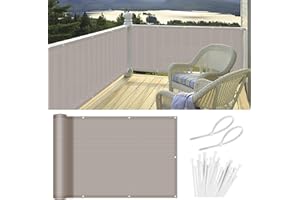 HENG FENG Pantalla de Privacidad para Balcón 0.8x3m,HDPE Malla Ocultacion,Resistente al Viento, Protección UV,Protección de la Intimidad, Gris Pardo