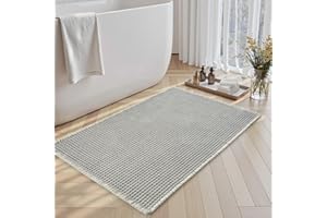 SIXHOME Alfombra de baño Moderna Bicolor con diseño de gofre Antideslizante Alfombrilla de baño superabsorbente Lavable a máquina 60 * 90cm Gris-Blanc