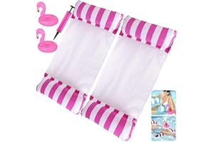 QDRECLOD 2PCS Flottantes Hamac Gonflable Bouées et Matelas Gonflables Hamac Flottant Chaise Longue de Piscine Flottantes Portable Flotteur Gonflable Piscine avec la Pompe & Porte-gobelets Gonflables 2 Pièces
