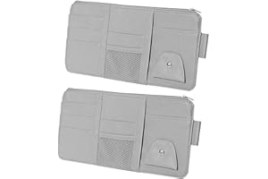 VEHOUKLI Sun Visor for Car, PU Leather Storage Pouch Auto Interior Accessories, 2 PCS Car Sun Visor Organiser(Gray)