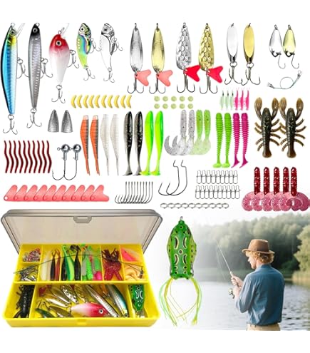 Kit De Pêche 116 Pièces - Leurres Mélangés (spinners, Hameçons, Vibrants) - Pour Eau Douce Et Mer - Boîte De Rangement Incluse