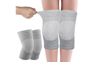 Thapncow Ultra-Mince Fibre De Charbon De Bambou Élastique Genouillère, Genouillère de Sport pour Homme et Femme, Genouillère de Compression, pour Sports De Plein Air Volleyball Danse Yoga (2,L)
