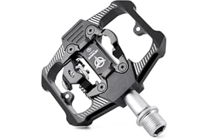 GEWAGE Pedali per bicicletta SPD, pedali per mountain bike, doppio lato SPD, piattaforma antiscivolo, con 3 cuscinetti, pedali in alluminio leggero, 9/16", con inserti per MTB, bici da strada