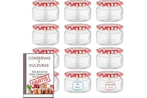 AWIKU 12 Tarros de Cristal de 140 ml con Tapa Metálica de Rosca + Ebook 102 Recetas - Tarros para Yogur, Postres, Mermelada y Cremas - Incluye 12 Etiquetas, Frascos de Vidrio Reutilizables y Herméticos