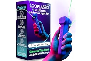 Loop Lasso® EVO The Original Glow-in-The-Dark String Shooter Toy, Built-in UV Blacklight, Safe Fun Viral Toy Rope Launcher, Best Kids Gift for Holidays, Christmas Stocking Stuffer for Children