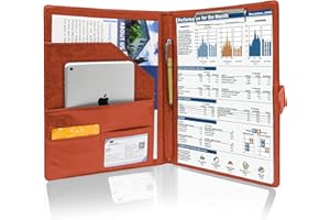 GraduatePro Porta Documenti A4 Pelle Portablocco Con Pinza Cartellina Portadocumenti Portablocchi Impermeabile Donna Uomo Marrone