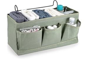 IGNPION Net Nachttisch-Hängeaufbewahrung Betttaschen Körbe Schlafsaal Bett Organizer Caddy Mehrzweck-Hängende Aufbewahrungstasche für Zuhause, Büro, Schule, Wohnheim, Krankenhaus, Grün