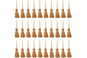 LATRAT Set di 30 Mini Spazzole da Appendere per Casa delle Bambole, con Corda Rossa, per la Decorazione