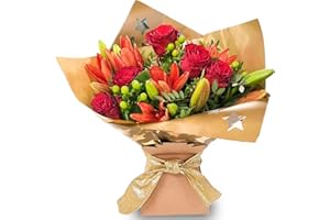HAPPY PLANTING UK Christmas Lily, Fresh Flowers with, Fresh Flowers Delivered Next Day Prime Delivery, Flowers Fresh Bouquet, Perfect for Birthdays, Anniversaries and Thank You Gifts.