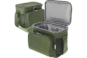 Personal Cooler Bag Insulated Bait & Food Storage Bag with Dual Zipped Main Compartment, Front Pocket, Mesh Side Pockets & Adjustable Shoulder Strap Outdoor Camping Hiking Carp Fishing NGT