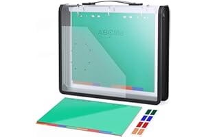 ABC life Classeur A4 avec 3 anneaux pour fiches documents 35 x 29 cm, Zipper Binder avec 8 diviseurs en plastique insérables, utilisation optimale au bureau, à l'école et à l'étude, Noir, Transparent