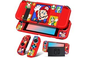 Koecya for Nintendo Switch Case Cute Cartoon Anime Design Cases Kawaii Fun Funny Fashion Soft Slim Protective Shell Cover Dockable Joycon for Kids Boys Teens Girls for Switch 2017 Red