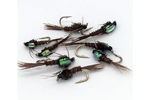 BESTCITY Fly fishing PHEASANT TAIL NYMPHS flashback pack of 8 sizes 10-14#1