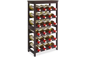 STELLSTAR Wine Rack Wood Bambú, 24 Botellas botellero Vino Madera, botelleros Vino apilable 6 Niveles Soporte Vino, Adecuado para Cocina, Comedor，Marrón