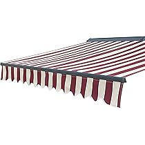 Aleko Manual Retractable Half Cassette Patio Awning 10x8 Ft Manual Exterior Sunshade Canopy With Hand Crank Multi Striped Red Buy Online At Best Price In Uae Amazon Ae