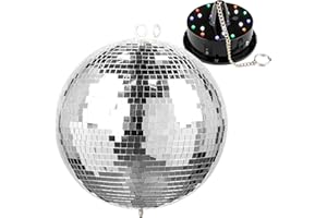 BEAMZ Fuzzix - Pack Boule à Facettes 30cm avec Moteur LEDs RGB, Idéal pour les Soirées Disco à la Maison