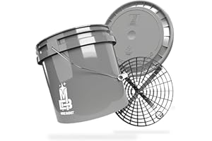 MAGIC BUCKET | Auto Handwäsche Bundle | Wascheimer mit passendem Eimer Deckel 3,5 US GALLONEN ca. 13 Liter | Mit Grit Guard Eimereinsatz Schmutzsieb | Waschset Grau/Schwarz