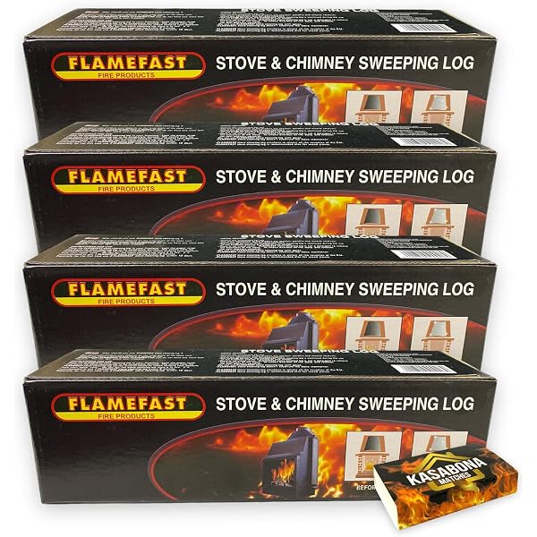 Flamefast Stove u0026 Chimney Sweeping Log Helps to Remove Creosote, Soot and  Tar Deposits (4 x Logs) : Amazon.co.uk: DIY u0026 Tools