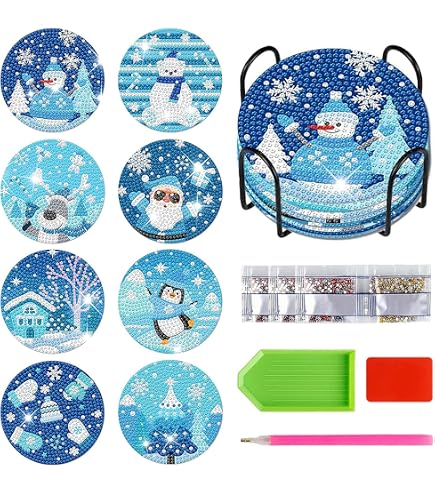 Lxmsja Kit 9 Sottobicchieri Diamond Painting Con Supporto - Fai Da Te Per Adulti E Bambini
