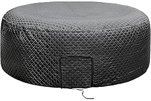GIONAR Housse thermique ronde universelle de 208 cm – Housse thermique gonflable avec porte à fermeture éclair – Housses de spa d'extérieur – Isolation supplémentaire et résistante à la poussière