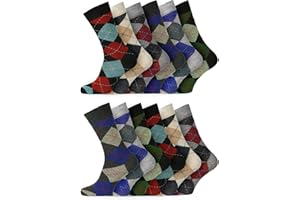Socksmad 12 Pack Smart Mens Socks Breathable Patterned Plain & Black Socks Men Cotton Socks for Men Suitable for Work and Casual Wear Soft, Mens Ankle Socks with Reinforced Heel & Toe