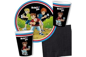 DH-Konzept/Carpeta 37-TLG. Party-Set * DREI Fragezeichen * mit Teller, Becher, Servietten und Deko für Kindergeburtstag und Mottoparty | Kinder lieben Diese Detektive zum Geburtstag und Motto-Party