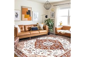 Vamcheer Alfombra Salon 200x300 - Tapete Vintage Lavable para Sala y Dormitorio, Alfombras de Habitacion, Naranja