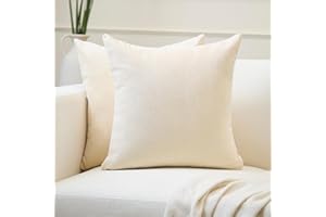 Encasa XO Chenille Cushion Covers Set of 2 | Natural - (20"x20") (50x50 cm) | Decorative Accent Square Throw Pillow Cases For Couch, Home Decor, Sofa