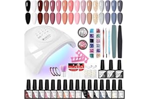 VANREESA Kit Semipermanente Unghie con U V Lampada 48W 16 Coloris Set Unghie Kit Smalto Semipermanente Unghie con Matt Top Base Coat Regali per Donna