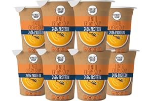 STREET SOUP Protein Instant Suppe To Go (Linsen, 8 Stück, je 300g) - Fertige Low Carb Cremesuppen für Diät, zum Abnehmen & unterwegs - Linsensuppe - Fertiggerichte & Fertigessen vegan & glutenfrei