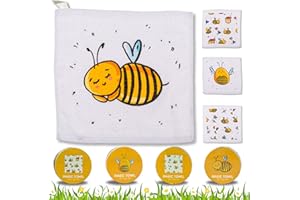 ‎BADA BING Bada Bing 4er Set Magisches Handtuch Biene - Zauberhafte Baumwoll-Waschlappen mit Aufhänger Zauberhandtuch für Kinder ca. 30x30cm 4fach s. Gastgeschenk Kindergeburtstag Geburtstag Geschenk Mitgebsel