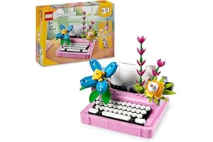 LEGO Creator 3in1 Typewriter with Flowers Toy - Transforms into a Keytar Model or a Flowerpot with a Pen & Notebook - Creative Birthday Gift for 8+ Year Old Girls & Boys - 31169