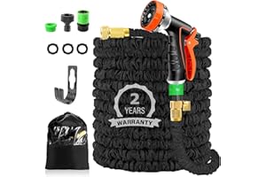 GLADTOP Flexibler Gartenschläuch 30m/100ft -ausdehnbarer Wasserschlauch mit 10 Sprühmuster, 3/4 & 1/2 Adapter, A flexibel Schlauch für Garten, Auto, zum Waschen und Gießen