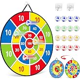 TOMYOU Toy Sports Double-Sided Darts Board with Sticky Balls, Party Games for Indoor and Outdoor, Firm Grip Dart Board with T