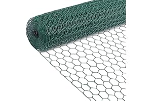 Yeepeo 40cm × 10m PVC Coated Chicken Wire Mesh Roll, Green Wire Fencing Poultry Netting Garden Mesh Fencing Cold-Dipped Wire Netting for Garden Animal Enclosure DIY Craft(15×25mm Holes | 0.5mm Wire)