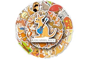 AFFOTO Lot de 50 autocollants kangourou pour ordinateur portable,Cadeau pour enfants, adolescents, adultes et garçons,Kangaroo,Autocollants imperméables en vinyle pour scrapbooking, voiture, bagage