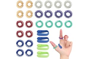 LUXSTELLAR 24 anillos de acupresión, con 4 clips de acupresión contra los anillos de presión de batería, ataques de pánico y dolor, masaje acupresión, masaje de dedos, reducción del estrés