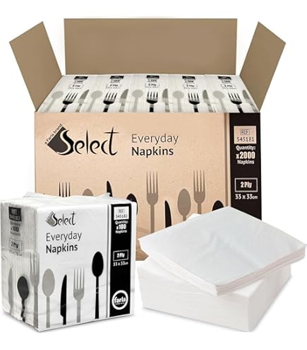 Fiesta Recyclable 40cm 2 Ply 8 Fold White Dinner Napkin (Pack 2000